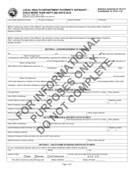 State Form 48467 Local Health Department Paternity Affidavit - Child More Than 60 Days Old - Indiana