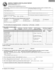 State Form 48092 Monthly Tuberculosis Follow-Up Report - Indiana