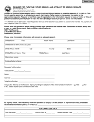 State Form 54808 Request for Putative Father Search and Affidavit of Search Results - Indiana
