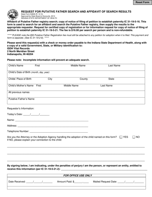 State Form 54808  Printable Pdf