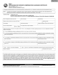 Form WCE-1 (State Form 45899) Application for Worker's Compensation Clearance Certificate - Indiana