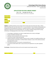 Document preview: Application for Seed Library Permit - Iowa
