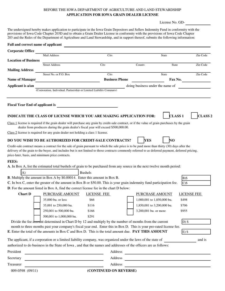 Form 0090598 Fill Out, Sign Online and Download Fillable PDF, Iowa