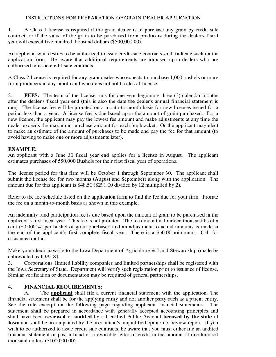 Form 009-0598 Application for Iowa Grain Dealer License - Iowa, Page 3