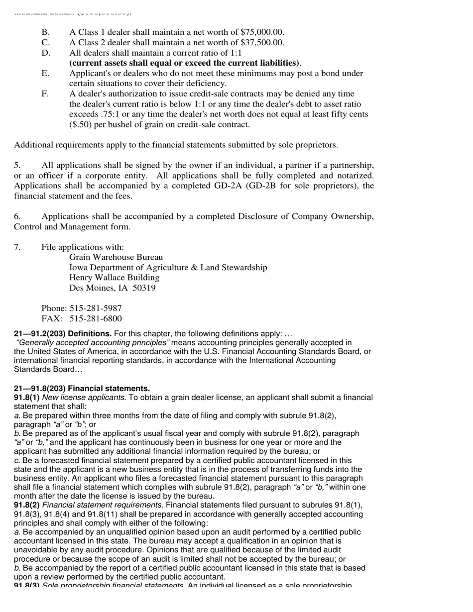 Form 009-0598 Application for Iowa Grain Dealer License - Iowa, Page 4