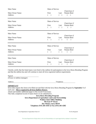 Form S-3 Record of Mares Bred - Iowa, Page 2