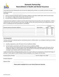 Document preview: Form 552-0795 Domestic Partnership Reenrollment in Health and Dental Insurance - Iowa