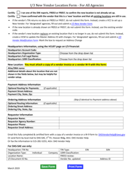 Document preview: I/3 New Vendor Location Form - for All Agencies - Iowa