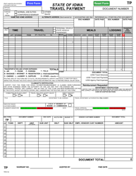 Document preview: Form TP Travel Payment - Iowa