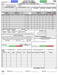 Document preview: Form TPR Travel Payment - Reverted/Split Dollars Sab - Iowa