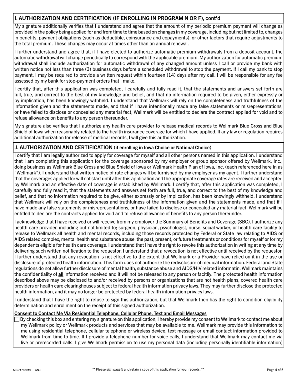 Form M-57176 State of Iowa Retiree Programs N, F, Iowa Choice and National Choice Group Application - Iowa, Page 4