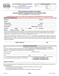 DNR Form 542-0422 Application for Eligibility to Acquire an Iowa Resident Nonambulatory Deer Hunting License - Iowa