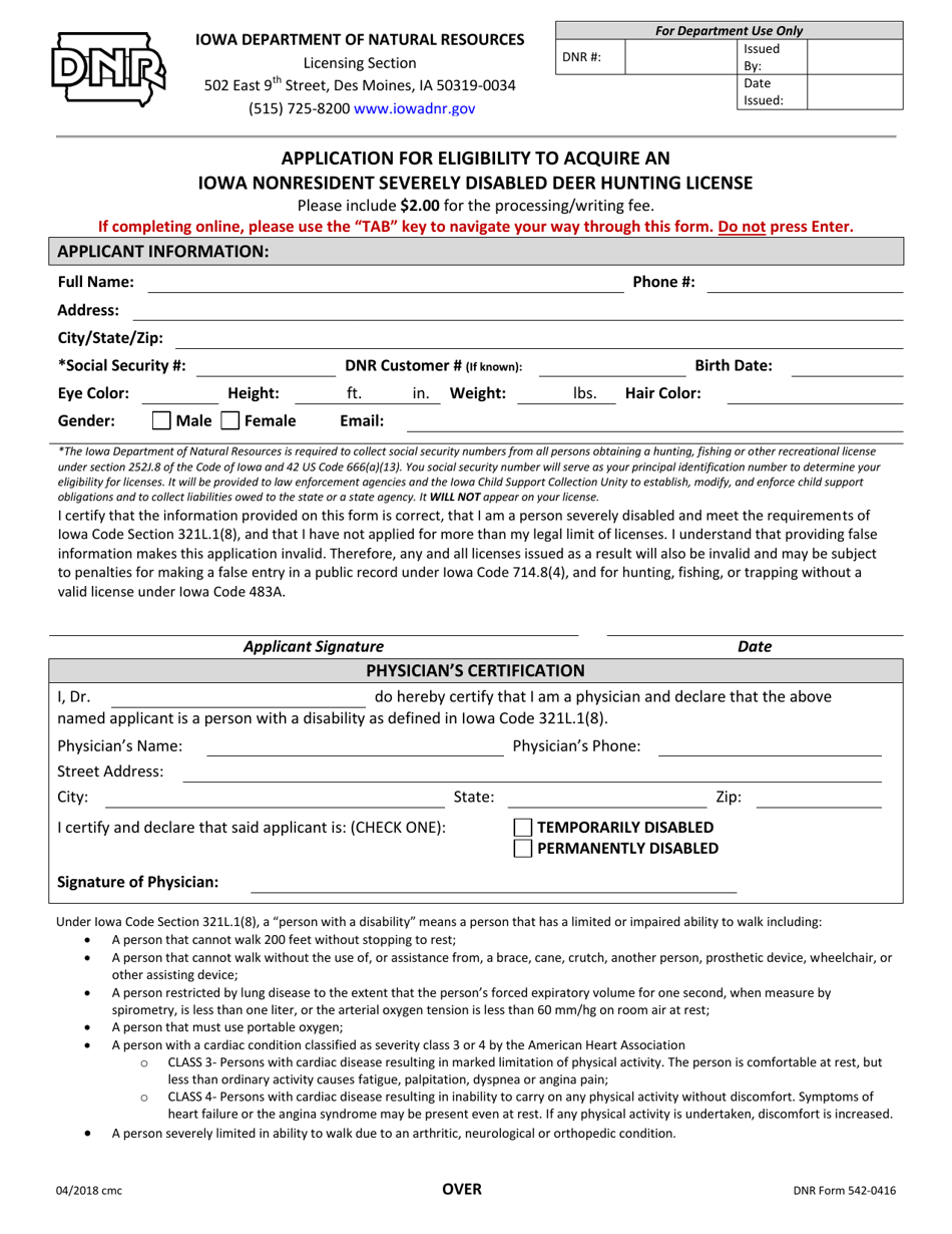 DNR Form 5420416 Fill Out, Sign Online and Download Fillable PDF