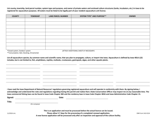 DNR Form 542-0134 Application for Aquaculture Unit License - Iowa, Page 2
