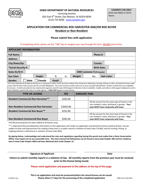 DNR Form 542-0251  Printable Pdf