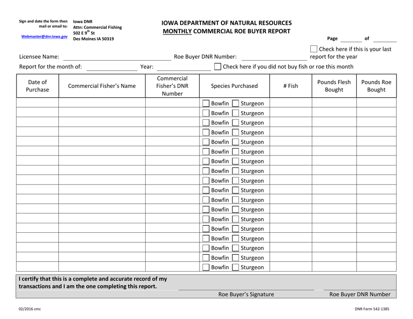 DNR Form 542-1385  Printable Pdf