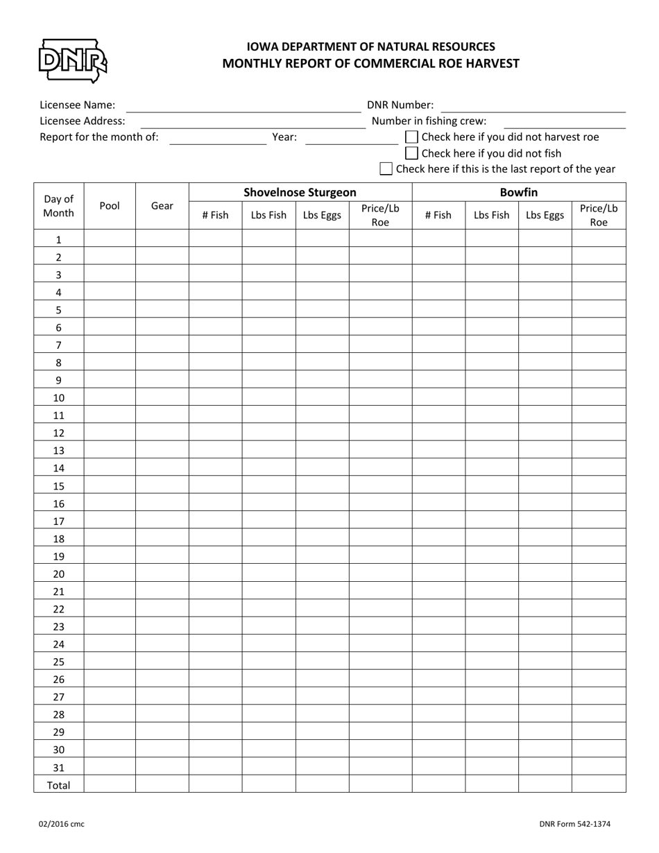 DNR Form 542-1374 - Fill Out, Sign Online and Download Fillable PDF ...