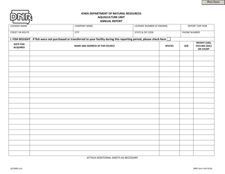 DNR Form 542-0136 &quot;Aquaculture Unit Annual Report&quot; - Iowa
