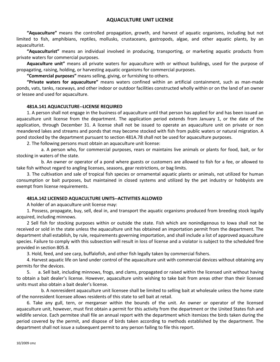 DNR Form 542-0136 Aquaculture Unit Annual Report - Iowa, Page 3