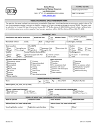 Document preview: DNR Form 542-0049 Vessel Occurrence Operator's Report Form - Iowa
