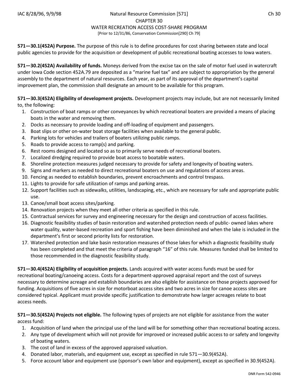 DNR Form 542-0964 Water Recreation Access Cost-Share Program Project Application - Iowa, Page 6