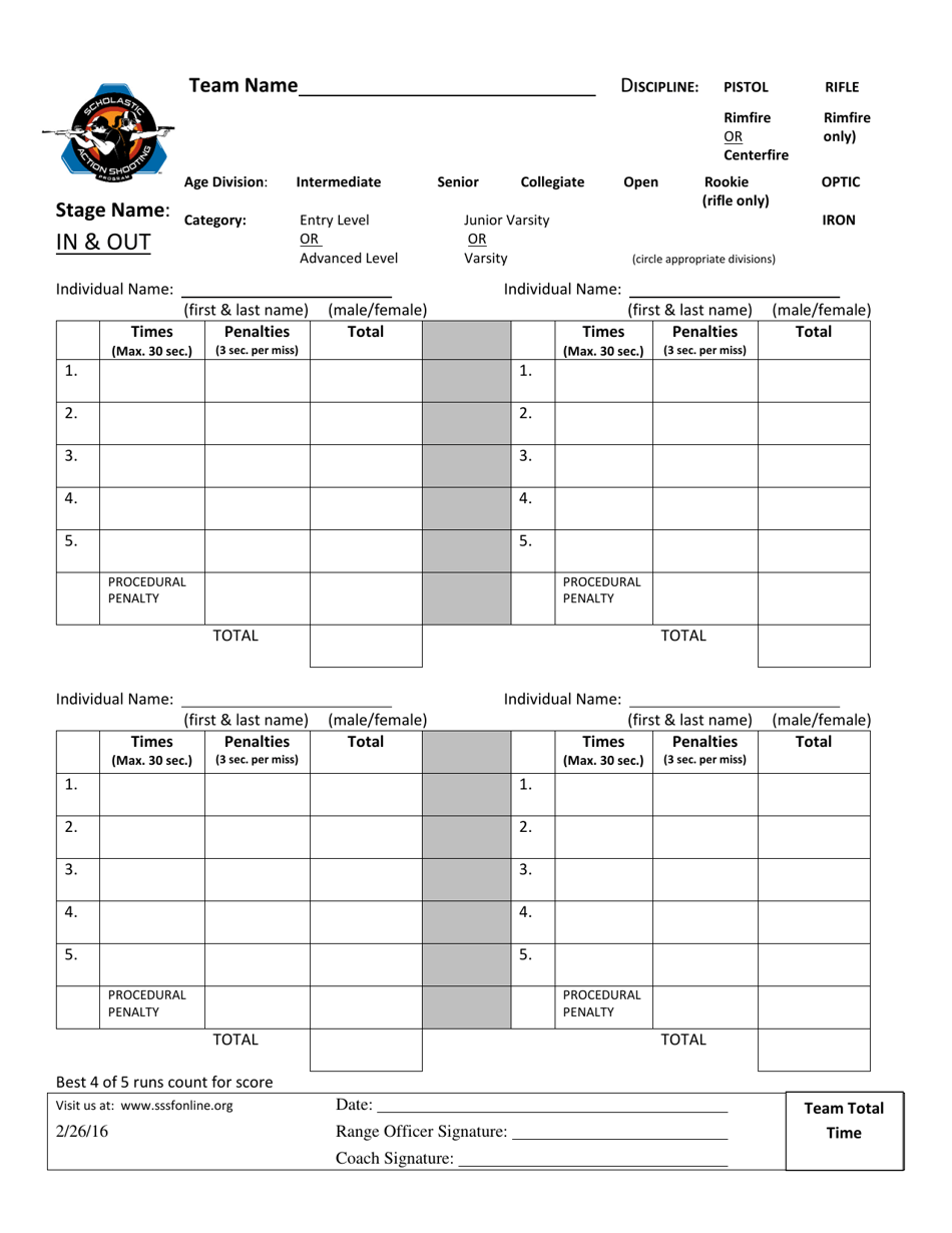 Sasp Score Sheet - in  out - Iowa, Page 1