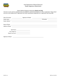 Document preview: DNR Form 542-0756 Dealer Signature Attachment - Iowa