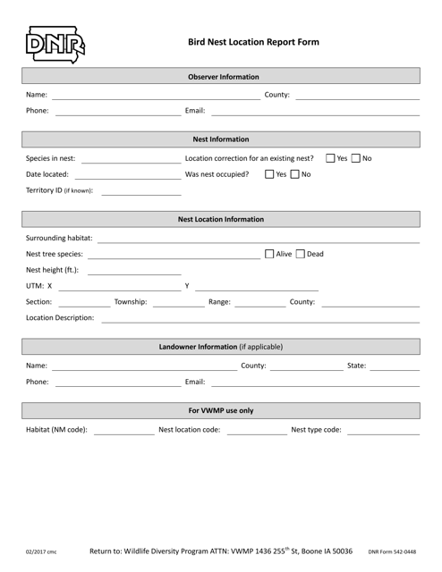 DNR Form 542-0448  Printable Pdf