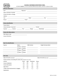Document preview: DNR Form 542-0451 Colonial Waterbird Monitoring Form - Iowa