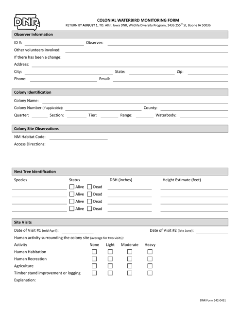 DNR Form 542-0451  Printable Pdf