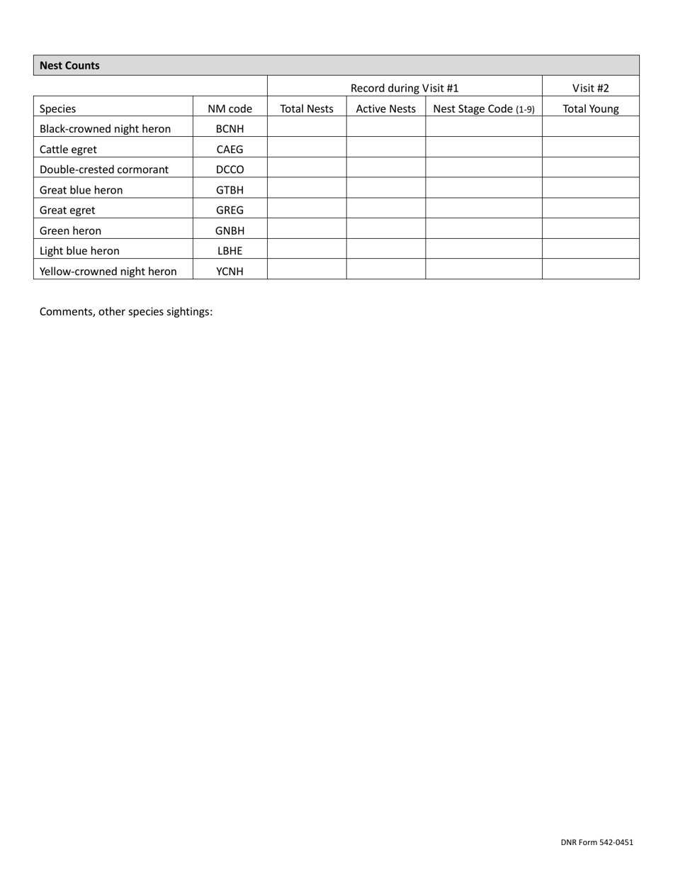 DNR Form 542-0451 Colonial Waterbird Monitoring Form - Iowa, Page 2