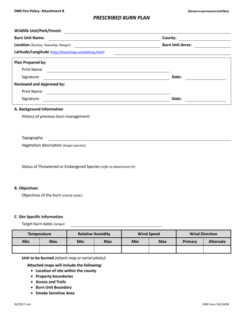 DNR Form 542-0438 Attachment B  Printable Pdf