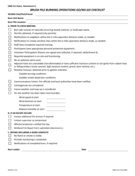 Document preview: DNR Form 542-0498 Attachment G Brush Pile Burning Operations Go/No-Go Checklist - Iowa