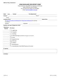 Document preview: DNR Form 542-0667 Attachment J Iowa Wildland Fire Report Form - Iowa