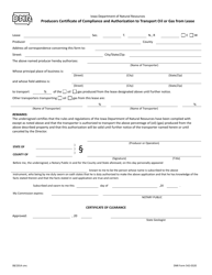 Document preview: DNR Form 542-0320 Producers Certificate of Compliance and Authorization to Transport Oil or Gas From Lease - Iowa