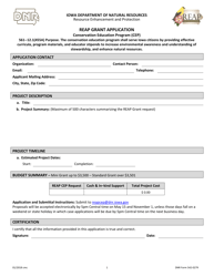 Document preview: DNR Form 542-0279 Reap Grant Application - Iowa