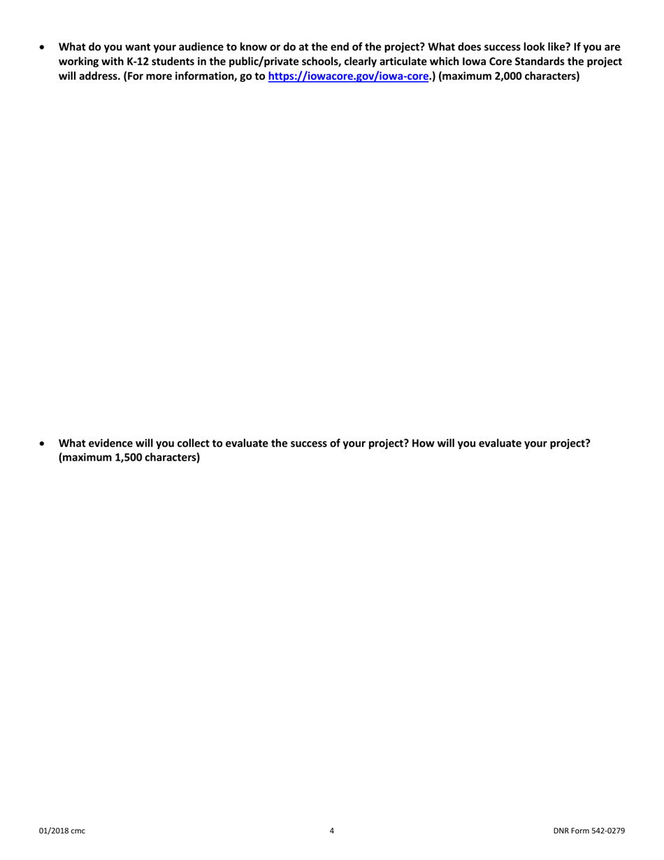 DNR Form 542-0279 Reap Grant Application - Iowa, Page 4