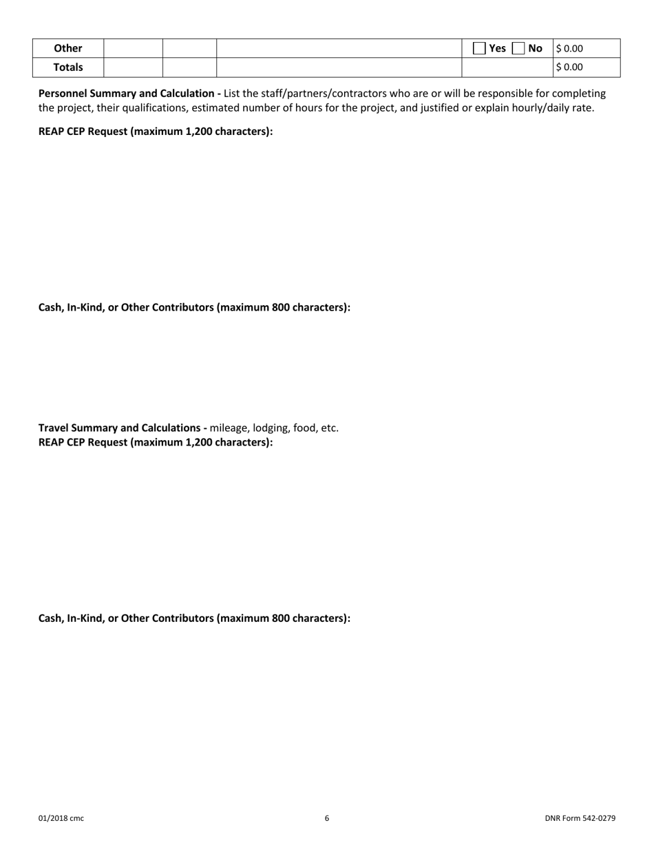 DNR Form 542-0279 Reap Grant Application - Iowa, Page 6