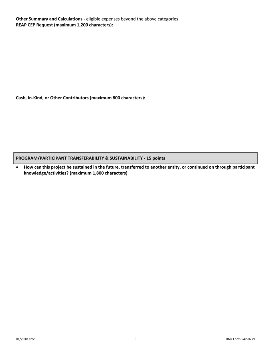 DNR Form 542-0279 Reap Grant Application - Iowa, Page 8