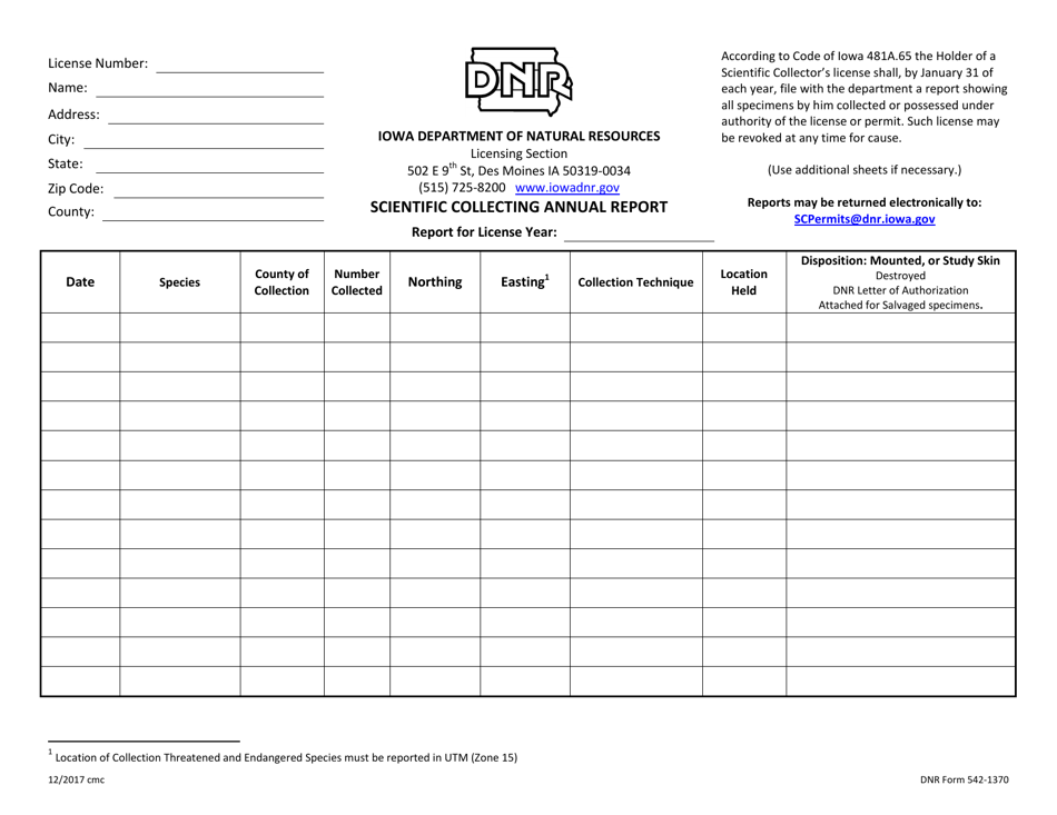 DNR Form 542-1370 Download Fillable PDF or Fill Online Scientific ...