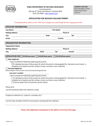 DNR Form 542-1366 Application for Wildlife Salvage Permit - Iowa