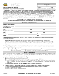 DNR Form 542-4005 Notification Letter for Permit by Rule for Spray Booths - Iowa