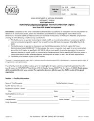 DNR Form 542-0590 Registration for Stationary Compression Ignition Internal Combustion Engines Less Than 400 Brake Horsepower - Iowa