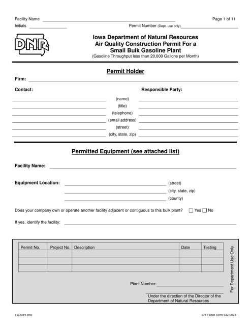 DNR Form 542-0023  Printable Pdf