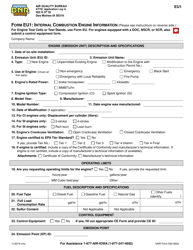 Form EU1 (DNR Form 542-0933) Internal Combustion Engine Information - Iowa