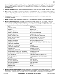 Form EU (DNR Form 542-0932) Emission Unit Information - Iowa, Page 3