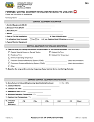 Form CE5 (DNR Form 542-0943) &quot;Control Equipment Information for Catalytic Oxidation&quot; - Iowa