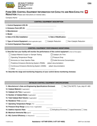 Form CE6 (DNR Form 542-0929) &quot;Control Equipment Information for Catalytic and Non-catalytic Reduction&quot; - Iowa