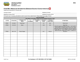 Form MI-2 (DNR Form 542-0950) Modeling Information (Emission Source Characteristics) - Iowa
