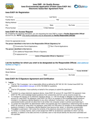 DNR Form 542-0985 Iowa Environmental Application System (Iowa Easy Air) Electronic Subscriber Agreement Form - Iowa